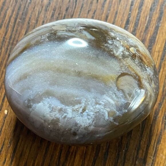 Ocean Jasper palm stone crystal natural agate agatized white brown green - Picture 5 of 8